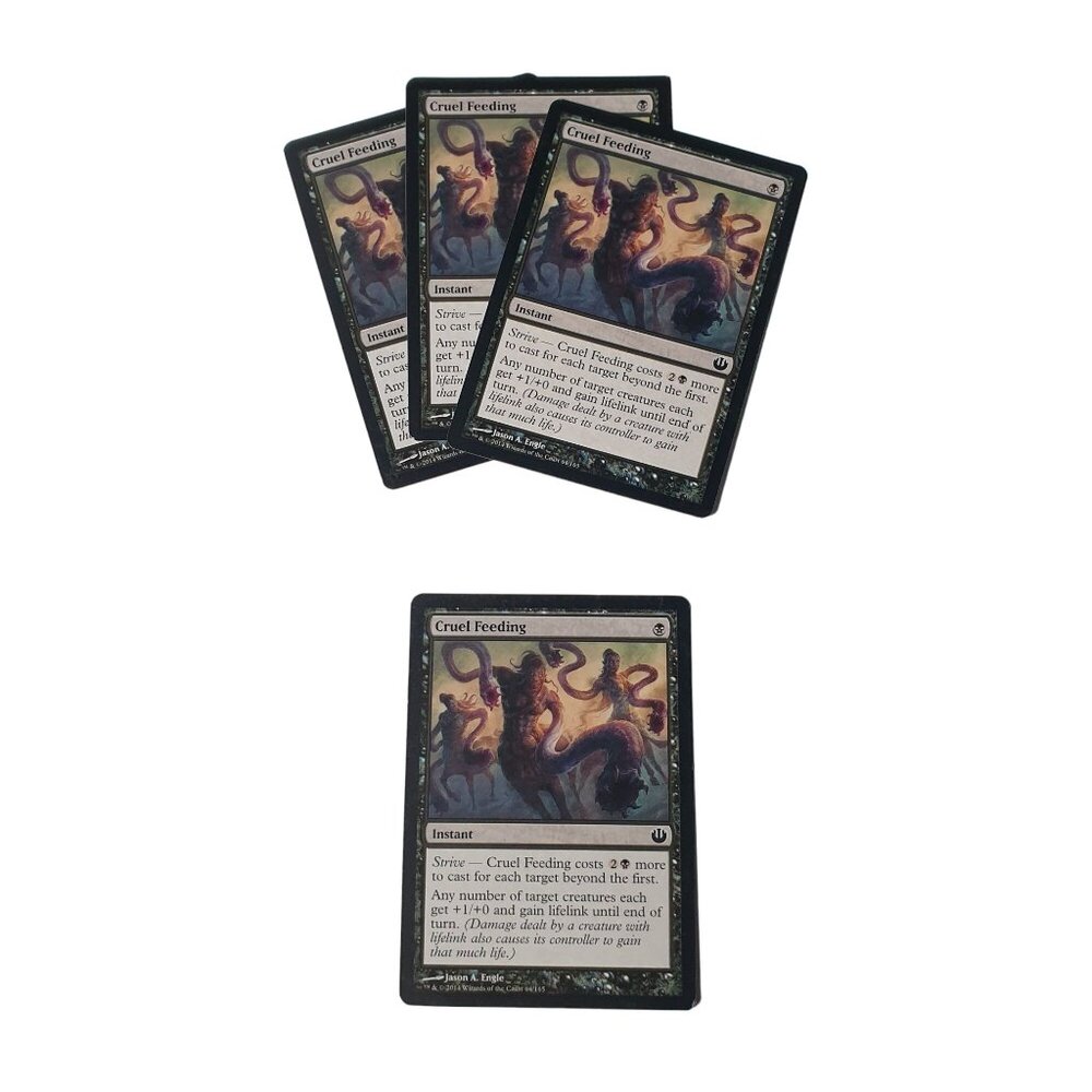 Magic The Gathering Cruel Feeding 4X Card 64/165 Black Mana Rare Instant Engle